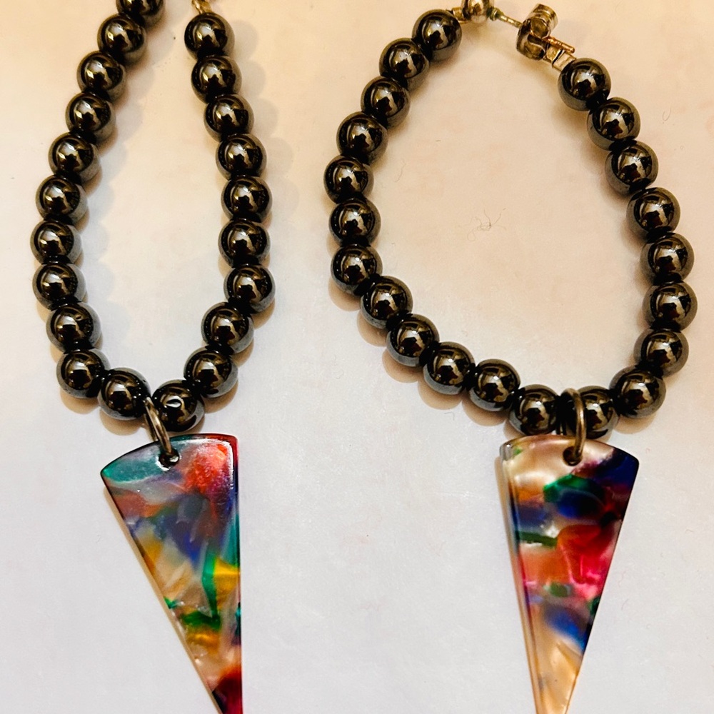 Multicolor Beaded Pendant Earrings